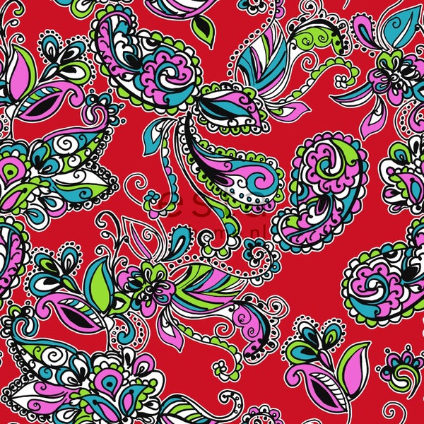 ESTAhome Tapete funky Blumen und Paisleys Multicolor - 53 cm x 10.05 m - 136841