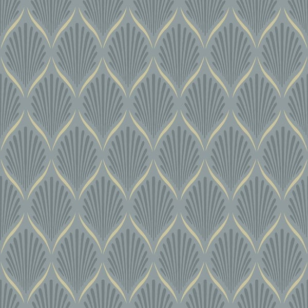 Duro Tapete Art Decó Muster Graublau - 53 cm x 10.05 m - 661158