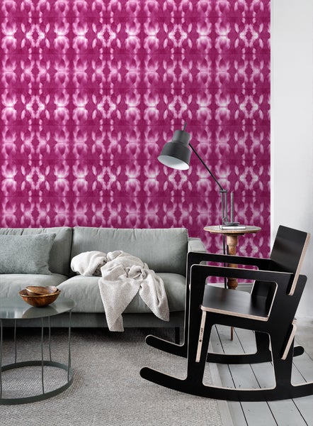 ESTAhome Tapete Tie-Dye Shibori Muster Tiefrosa - 53 cm x 10.05 m - 148684