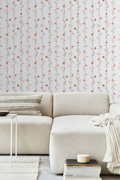 Sanders und Sanders Tapete Blumen Orange und Weiß - 53 cm x 10 m - 640173