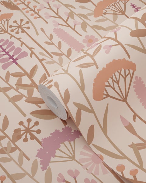 ESTAhome Tapete Feldblumen Altrosa - 50 x 900 cm - 131547