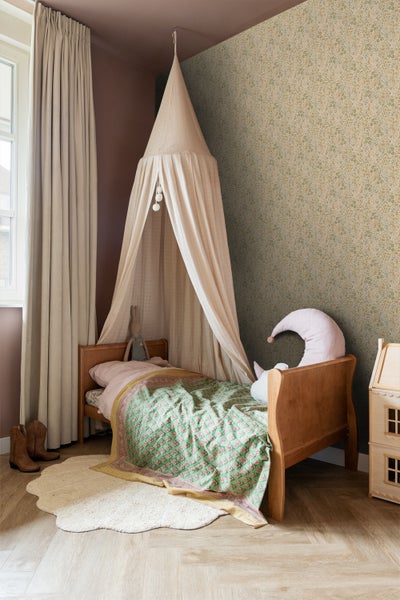 ESTAhome Tapete Blumen Olivgrün - 50 x 900 cm - 131457
