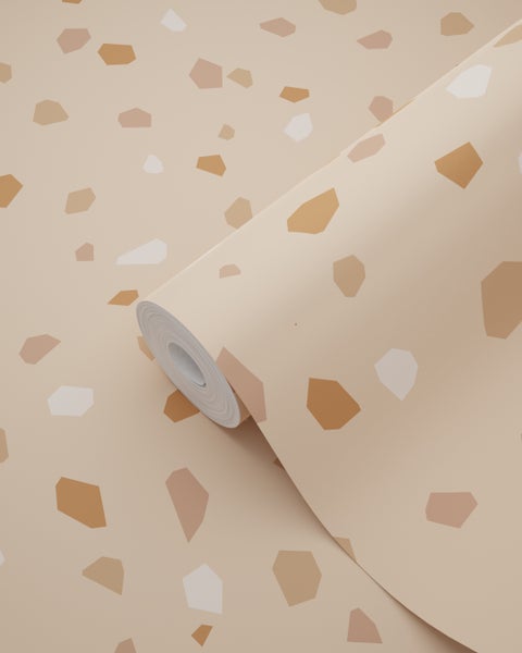 ESTAhome Tapete Terrazzo-Motiv Beige und Terrakotta - 50 x 900 cm - 139825