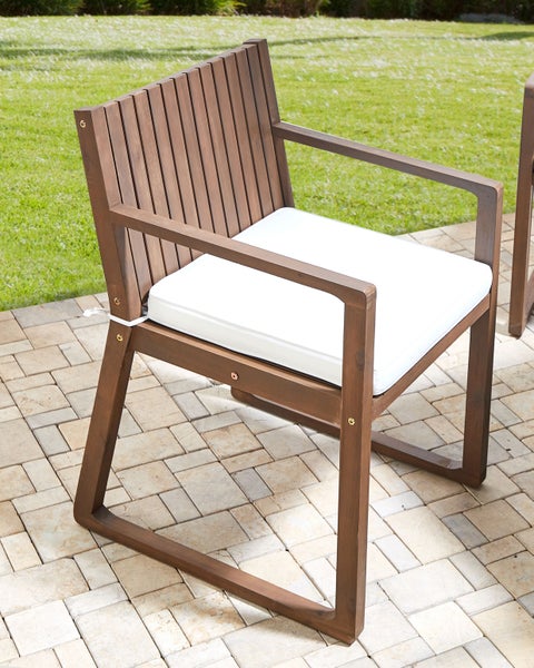 Set mit 8 Stühlen und Sitzkissen SASSARI Akazienholz Cremeweiß