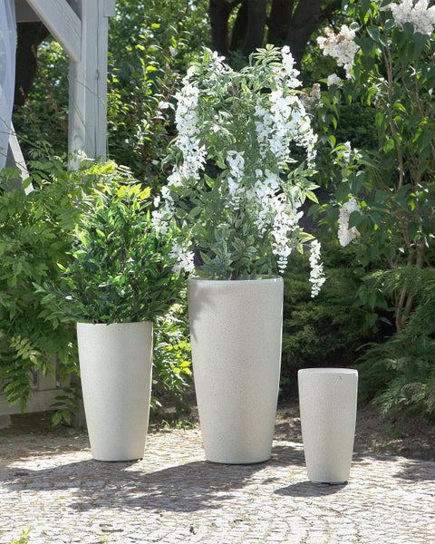 Blumenkübel ABDERA Stein 39 cm Hellbeige