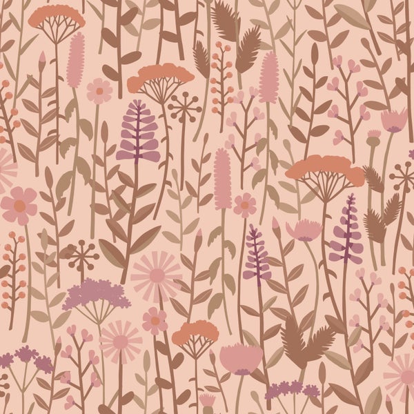ESTAhome Tapete Feldblumen Altrosa - 50 x 900 cm - 131547