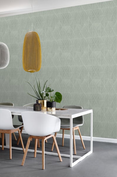 ESTAhome Tapete Origami-Muster Hellgrau - 53 cm x 10.05 m - 148708