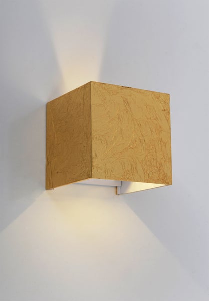 Quadratische Wandleuchte mit Blattgold-Optik