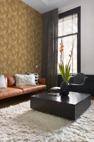 ESTAhome Tapete Blätter Ockergelb - 50 x 900 cm - 139816