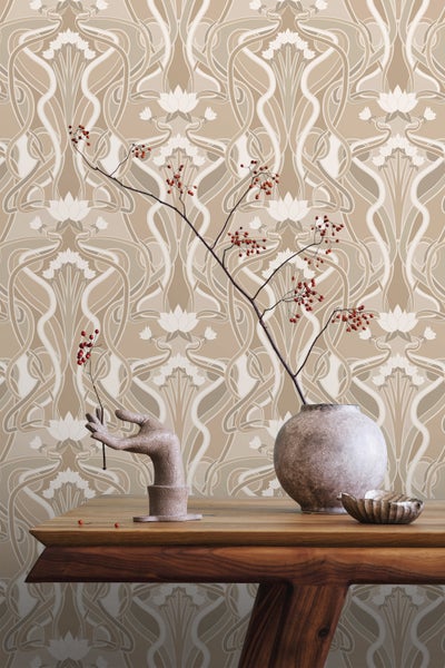 ESTAhome Tapete Blumenmuster im Jugendstil Sandbeige - 50 x 900 cm - 139896