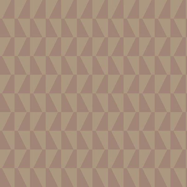 Raumansicht mit geometrischer Tapete, Kommode und Stuhl