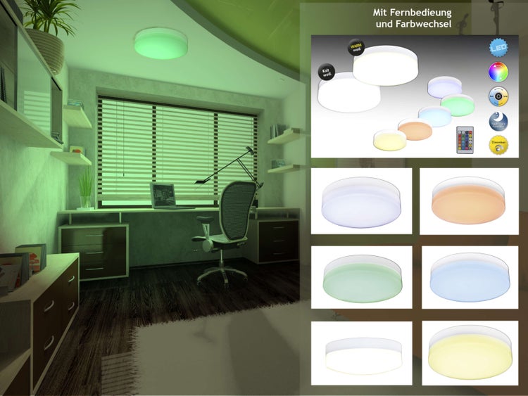 Moderne Büroeinrichtung mit Deckenleuchte inklusive Fernbedienung und Farbwechsel