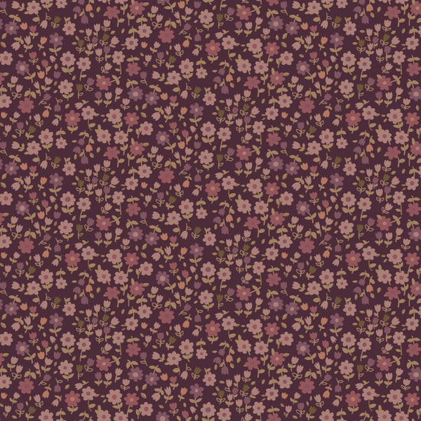 ESTAhome Tapete Blumen Aubergineviolett - 50 x 900 cm - 131636