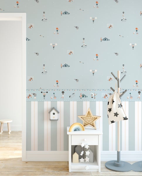 Sanders und Sanders Tapete Zirkus Graublau - 53 cm x 10 m - 640281