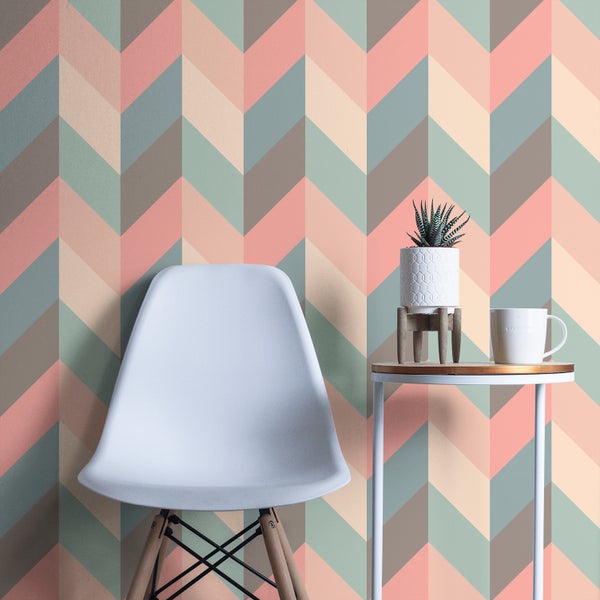 Walls4You Tapete Fischgrätmuster Multicolor - 53 cm x 10 m - 640113