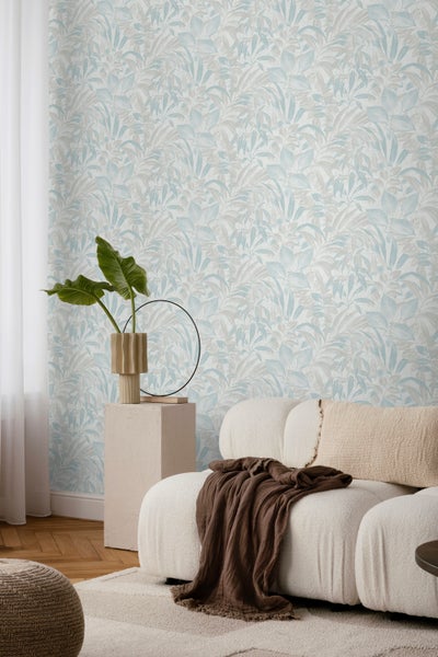 Sanders und Sanders Tapete Blätter Graublau - 53 cm x 10 m - 640230