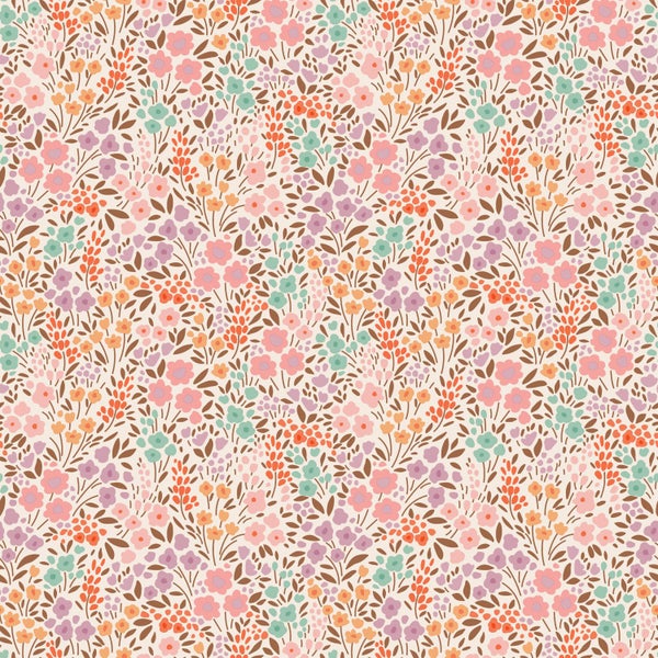 ESTAhome Tapete Blumen Rosa und Blau - 50 x 900 cm - 131579