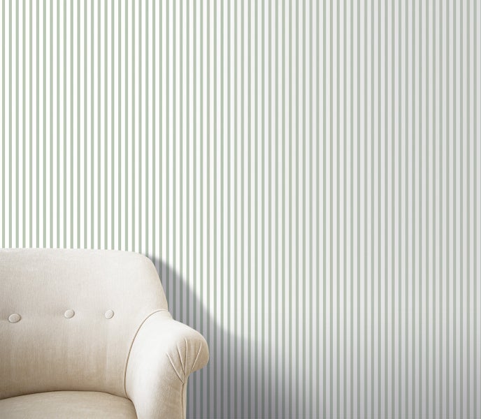 Sanders und Sanders Tapete Streifen Olivgrün und Weiß - 53 cm x 10 m - 640416