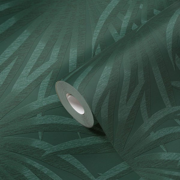 Nahaufnahme einer grünen Tapete mit geometrischem Muster