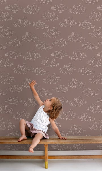 ESTAhome Tapete kleine Wolken Altrosa - 50 x 900 cm - 139979