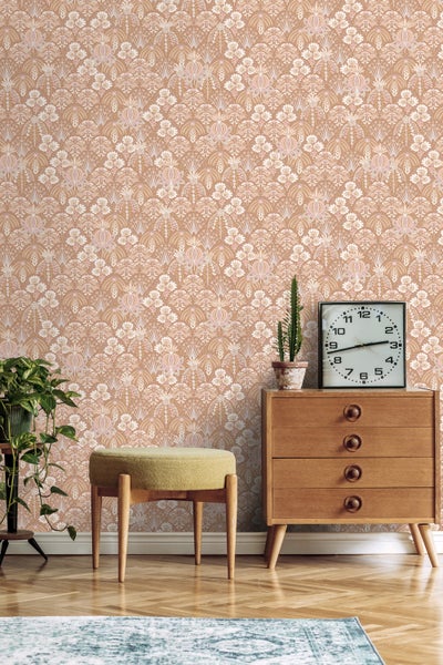 ESTAhome Tapete Blumenmuster im Jugendstil Terrakottarosa - 50 x 900 cm - 130971