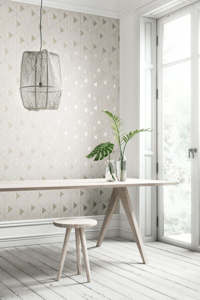 Masureel Tapete geometrisches Motiv Weiß - 53 cm x 10.05 m - 630925