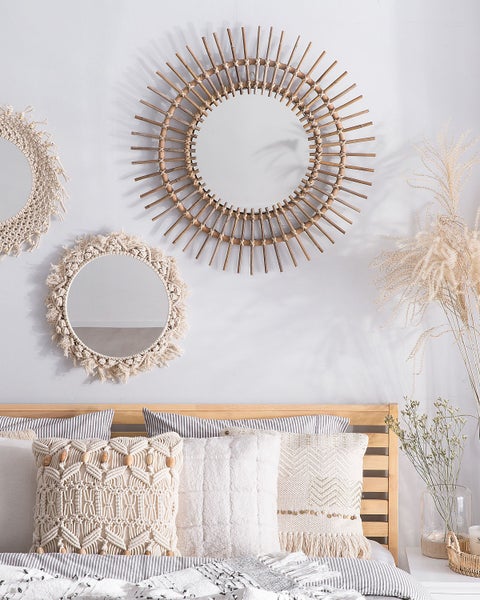 Wandspiegel STENEN 76 cm 76 cm Rattan Sandbeige