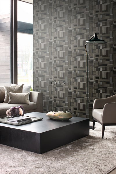 Origin Wallcoverings Tapete Altholz-Motiv Schwarz und Grau - 53 cm x 10.05 m - 337222