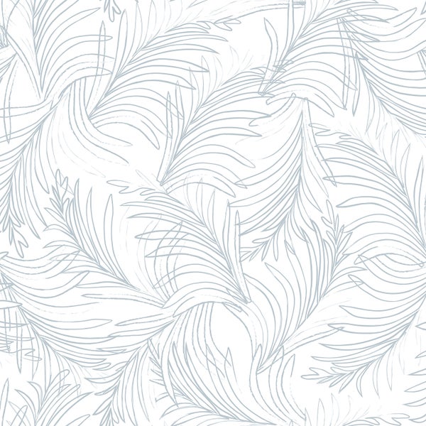 Sanders und Sanders Tapete Federn Graublau und Weiß - 53 cm x 10 m - 640365