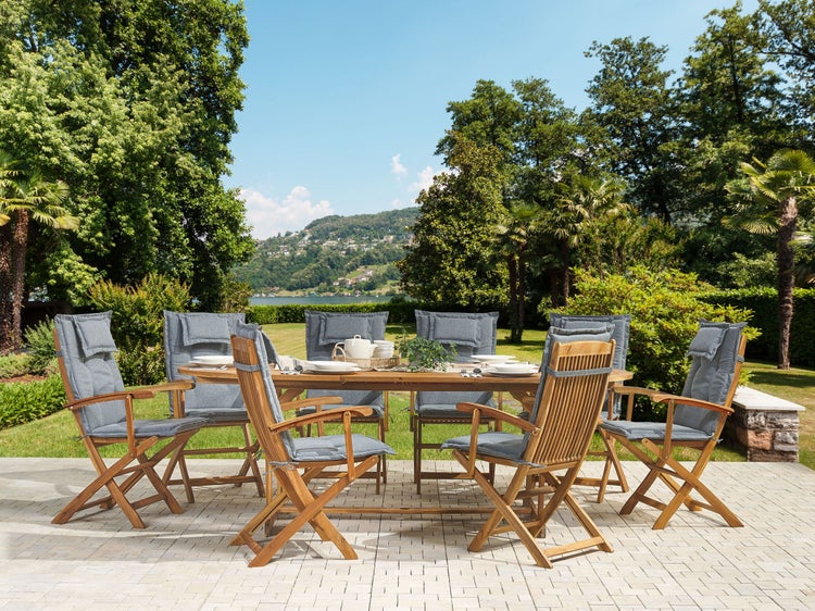 Gartenmöbel Set 8-Sitzer MAUI inkl. Kissen Akazienholz Grau