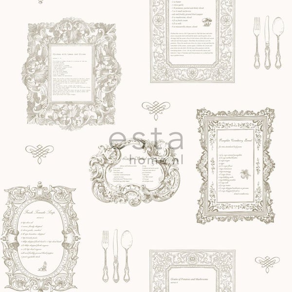 ESTAhome Tapete Rezepte Beige - 53 cm x 10.05 m - 127629