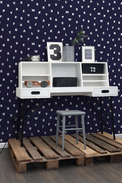 ESTAhome Tapete Alphabet Blau - 53 cm x 10.05 m - 137327