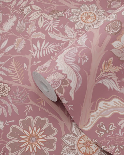 ESTAhome Tapete Blumenmuster mauve-violett - 50 x 900 cm - 131331