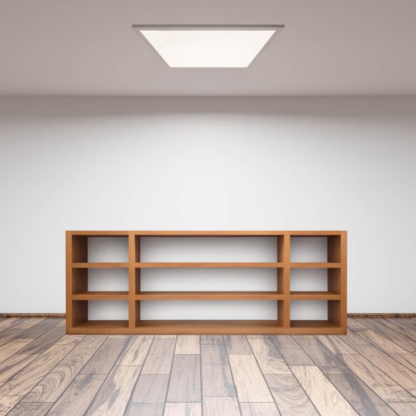 LED Panel-Deckenleuchte NICO, funktionelle Deckenleuchte aus Metall und Kunststoff in weiß, mit festverbauten LED und vielen Funktionen, ideal für Büro, Praxis oder Werkstatt, ca. 45 x 45 cm