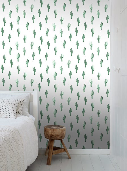 ESTAhome Tapete kleine Wüstenkakteen Smaragdgrün - 53 cm x 10.05 m - 138900
