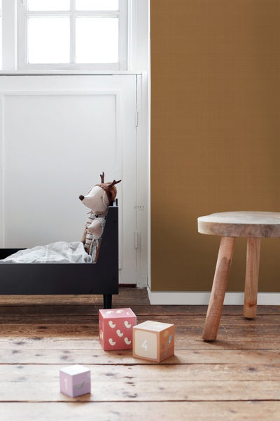 ESTAhome Tapete Leinen-Optik ockerbraun - 53 cm x 10.05 m - 139241