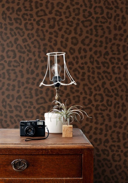 ESTAhome Tapete Leopardenmuster Braun - 50 x 900 cm - 131436