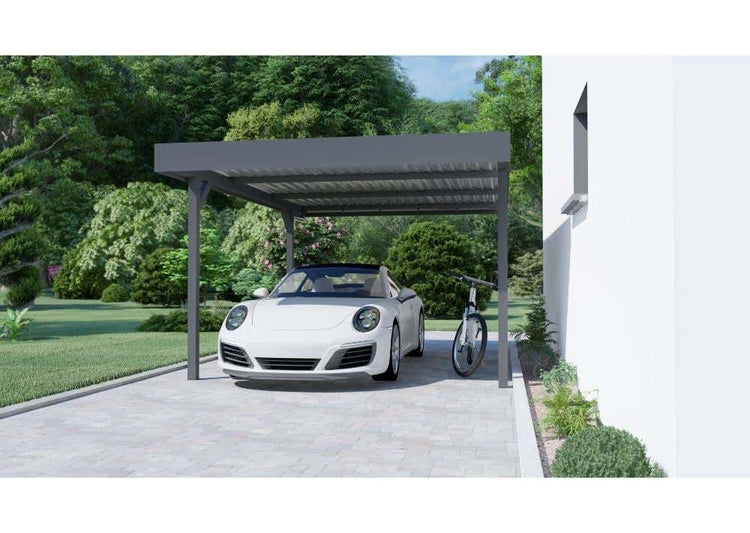 Terrando Easy Carport Carport aus Metall in Grau, Unterstand Überdachung 5x3,4m