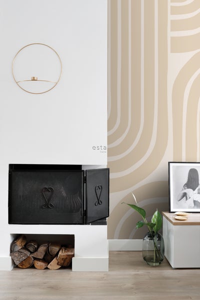 ESTAhome Fototapete Art Decó Muster Beige - 150 x 279 cm - 159253