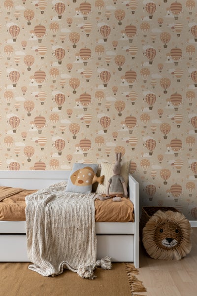 ESTAhome Tapete Luftballons Beige und Terrakotta - 53 cm x 10.05 m - 139801