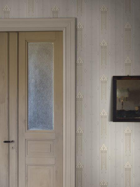Borastapeter Tapete Blumenmuster im Jugendstil Beige und Weiß - 53 cm x 10.05 m - 660011