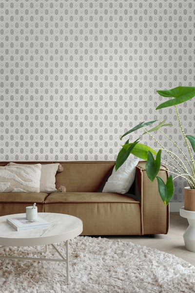 Borastapeter Tapete Retro-Ornamente Grau, Braun und Weiß - 53 cm x 10.05 m - 660063