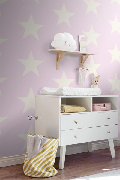 Origin Wallcoverings Tapete Sterne Rosa und Weiß - 53 cm x 10.05 m - 346827