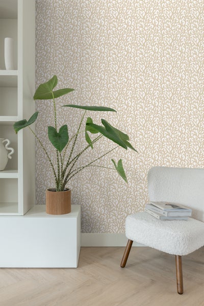 ESTAhome Tapete Koralle Beige und Weiß - 50 x 900 cm - 131009