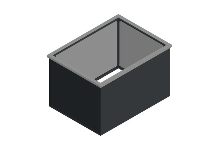 Rechteckiger Hochbeet-Aufsatzrahmen aus Metall.