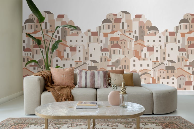 ESTAhome Fototapete Mediterrane Häuser Terrakotta - 200 x 279 cm - 159259