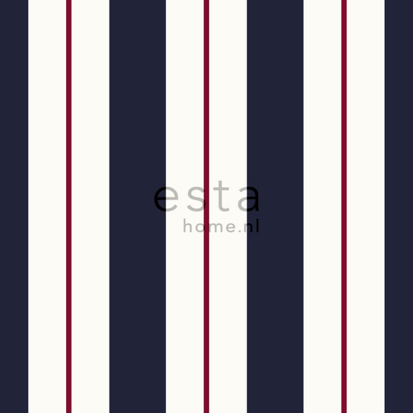 ESTAhome Tapete Streifen Blau und Rot - 53 cm x 10.05 m - 136415