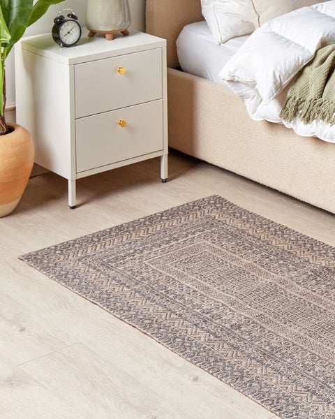 Teppich Jute beige / grau 80 x 150 cm geometrisches Muster Kurzflor BAGLAR