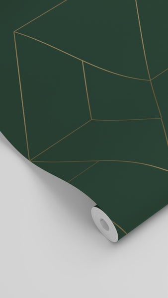 ESTAhome Tapete grafische Linien Grün und Gold - 50 x 900 cm - 139948