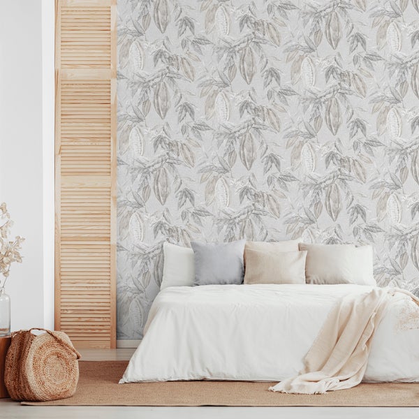 Sanders und Sanders Tapete Blätter Grau - 53 cm x 10 m - 640216